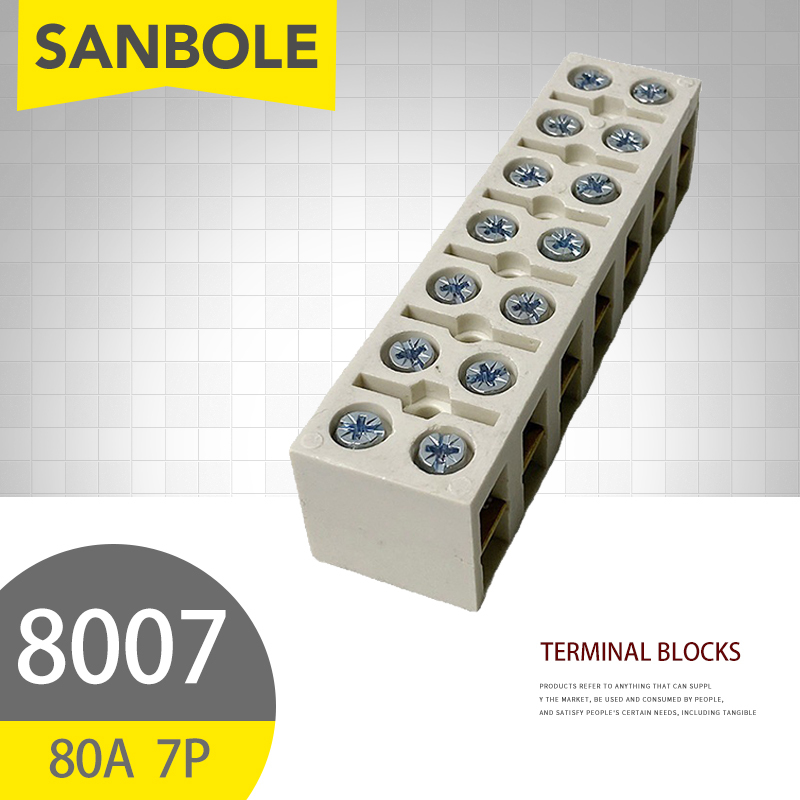 Screw Terminal Block - 10 adet 80A/7P Terminal blokları sabit